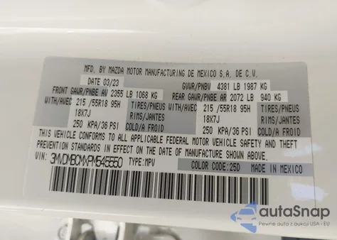 2023 Mazda Cx-30 2.5 S Preferred z USA, uszkodzony, nr VIN 3MVDMBCMXPM545550